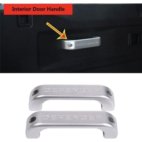 2Pcs Car Aluminum Alloy Chrome Interior Door Grab Handle Trim for Land Rover Defender 90 110 2007-2016