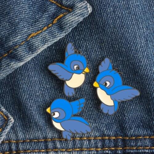3 Pcs/set Simple Cartoon Cute Blue Bird Enamel Brooch Pins Hot Sale Clothes Badges Decoration Brooches For Women Men Jewelry