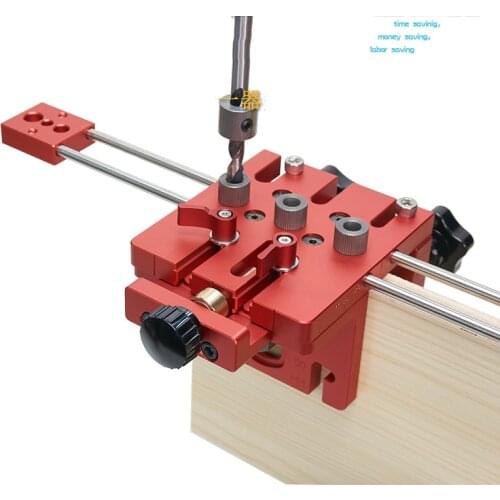 3 in 1 Woodworking Hole Drill Punch Positioner Guide Locator Jig Joinery System Kit Aluminium Alloy Wood Working DIY Tool