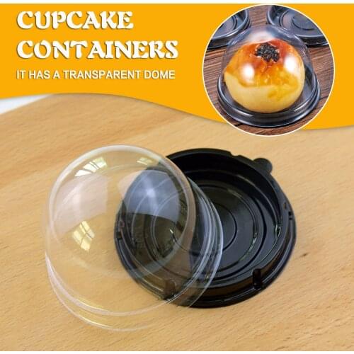 50pcs Cake Boxes Mini Round Shape Plastic Moon Cake Box Tray For Cupcake Disposable Food Containers Baking Tools #T2P