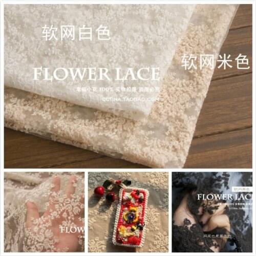 7Styles Can Choose Beautiful Small Floral Cotton Embroidery Lace Fabric Width 120CM Wedding Dress DIY Clothing Accessories CR085