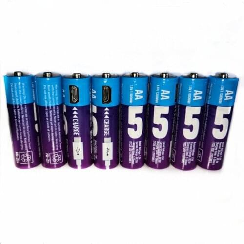 8Pcs/Lot New 1.5V AA rechargeable battery 1300mwh USB Ni-Zn rechargeable battery for wireless microphone toys