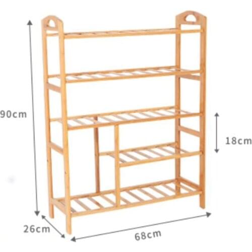90*68*26cm Five-layer Bamboo Shoe rack Shoe shelf Shoe Storage holder