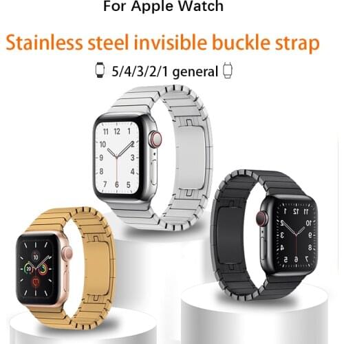 AKGLEADER For Apple Watch 5 4 Newest Stainless Steel Watcbands 3 2 1 38mm 40mm For Apple Series Strap