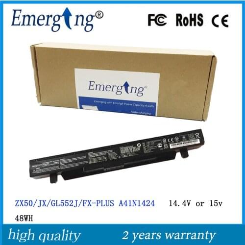 14.4V 48WH Original New Laptop Battery A41n1424 for ASUS FX-PRO PLUS GL552JX ZX50 ZX50J A41N1424 GL552 GL552J GL552JX ZX50 ZX50