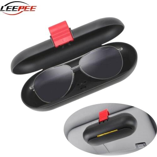 LEEPEE Car Sunglasses Storage Box Eyeglasses Case Built-in Fiber Velvet ABS Easy Hang On Sun Visor Auto Accessories Universal