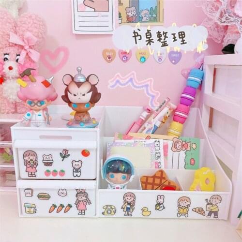 White Storage Box Stationery Office Desk School DIY Storage Box Desk Decor Stationery Makeup Cosmetic Organizer