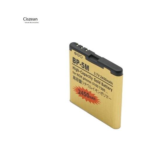 Ciszean BP-5M 2450mAh Phone Gold Replacement Battery For Nokia 7390 5610XM 5611XM 5700XM 5710XM 6110C 6200C 6500S 7379 7390 5710