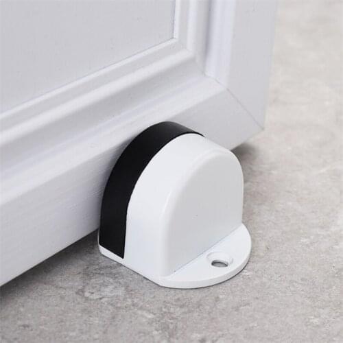 Stainless Steel Door Stopper Non-punch Sticker Water-proof Door Holder Hidden Rubber Door Stop Furniture Door Hardware