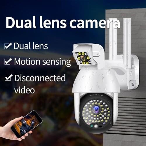 Dual Lens 1080P CCTV Camera WIFI PTZ Two-Way Intercom Night Vision Video Surveillance Cameras With Security Outdoor Cam