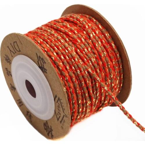 About 2.0mm thick three-color four-strand braided gold thread cotton yarn DIY bracelet cord inelasticity cord 20 meters a roll