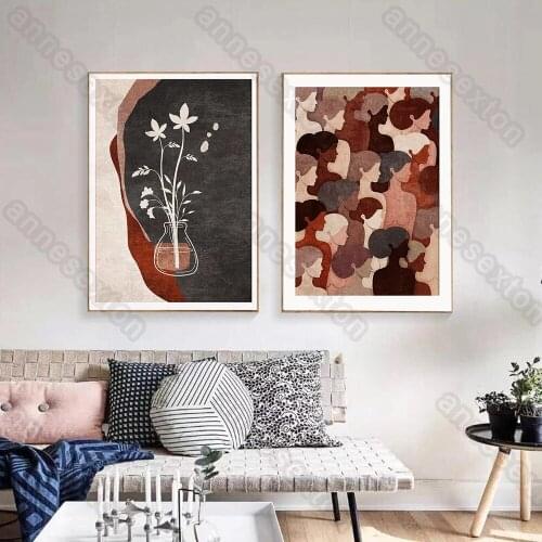 Nordic Style Canvas Painting Posters Cartoon Girls Portraits Flowers and Vase for Living Rooms Bedrooms Gallery Wall Decoration