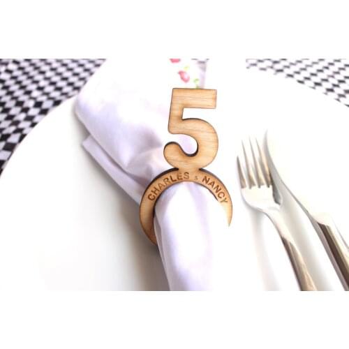 Napkin rings Personalize 5 year anniversary napkin ring, wooden napkin ring, napkin holder wood, 5 years anniversary