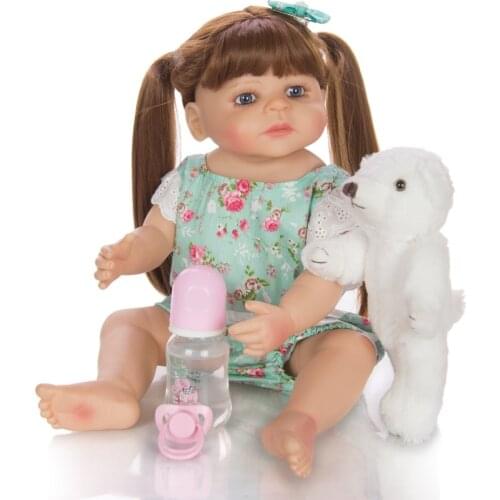 Reborn Dolls 55cm Alive Toddler girl Lifelike brown hair princess Baby Doll Birthday gift Toys for Children with plush accessory