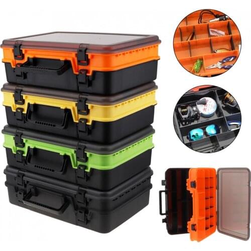 39cm x 28cm x 12cm Multifunction Double Sided Thicken Portable Fishing Tackle Boxes Fishing Reel Line Lure Tool Storage Box