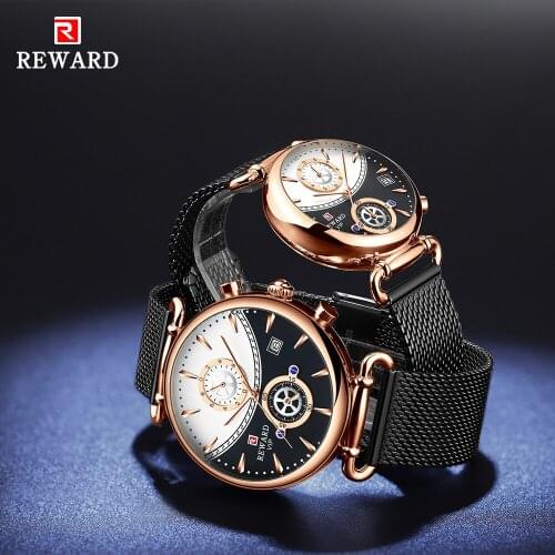 REWARD 2021 Fashion Blue Men Watch Full Steel Waterproof Sport Quartz Wristwatch Luxury Brand Mens Date Calendar Analog Watches