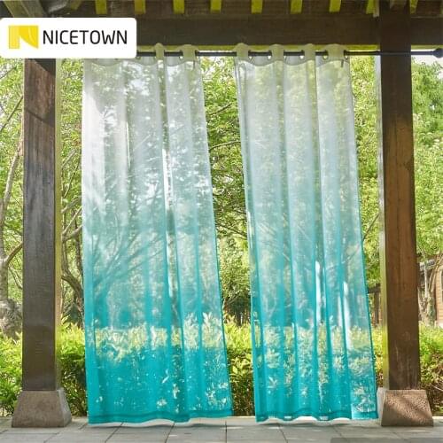 NICETOWN 4 Color Panel Waterproof Garden Decoration Outdoor Sheer Curtains for Porch Exterior Voile Solid Color Gradient