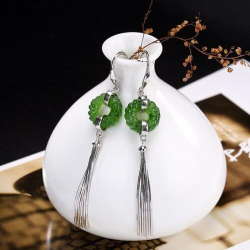 New Fashion silver S925 pure silver natural Hetian jade Jasper safety buckles