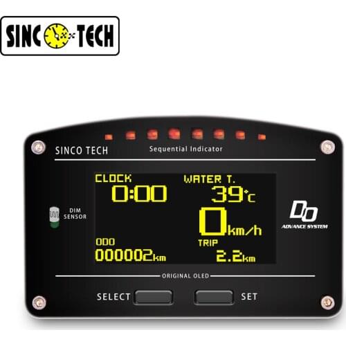 DO907 Sinco tech 11000RPM 2.5Inch 10 in 1 Race Dash Panels OLED Digital Display Full Sensor Kit Multi-Function Dashboard Gauge