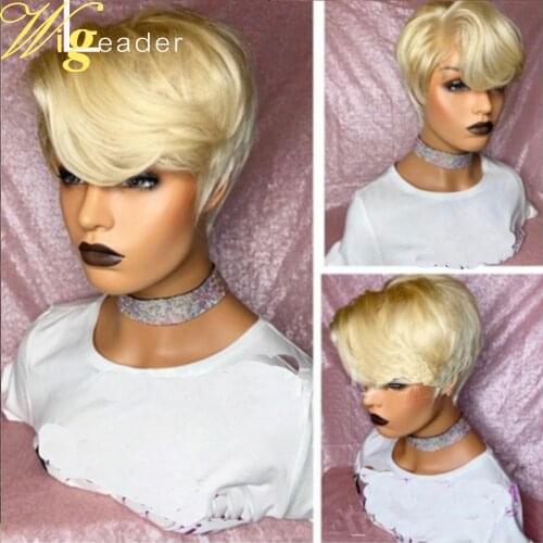Wigleader Blonde Pixie Human Hair Lace Wigs Preplucked Black Lace Frontal Wigs 150% Short Cut Human Hair Wigs for Black Women