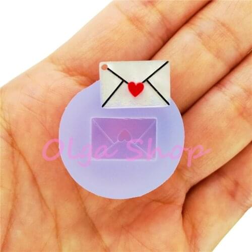 PYL896 14.8mm x 9.8mm Envelope Pendant Silicone Mold Resin Art Jewelry Earrings Necklace Pendant Making Fondant Decorating DIY