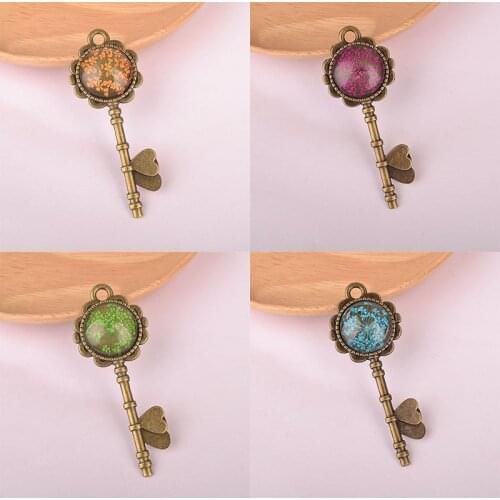 Luxury Handmade Necklace Glass Ball Flower Jewelry for Women Crystal Chains Gothic Boho Key Fashion Colour Lover Gift DIY Retro