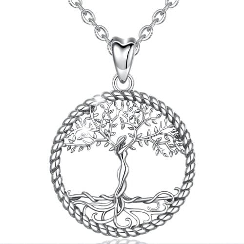 Eudora Tree of life Silver Pendant Necklace 925 Sterling Silver Necklace with box Vintage Silver 925 Jewelry With Chain D475