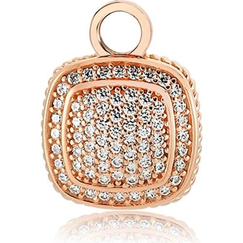 Valori Jewels Shimmer Zirconia White Gemstone, Rose Gold Plated, Sterling Silver Earring Charm