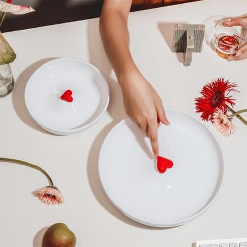 Nordic Ceramic Handmade 3D Small House Love Pattern Dessert Dish Creative Dinner Plates Tableware Household Snack Salad Plate