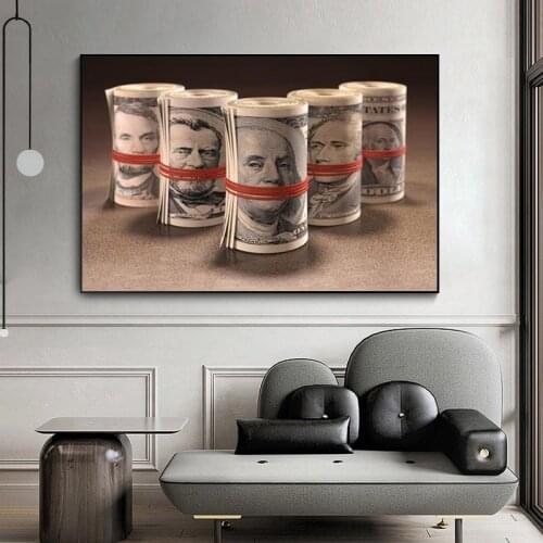 Modern Art Rolled Cash Dollars Posters and Prints Canvas Art Painting On Wall Art Picture For Living Room Home Decoration