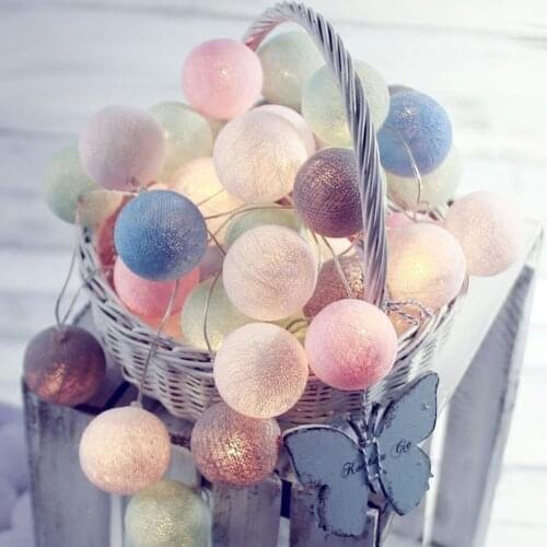 LED Garland Cotton Balls String Lights Battery DIA 6CM 10 Cotton Ball Light Chain Fairy LED Lights Birthday Party Gifts Dropship