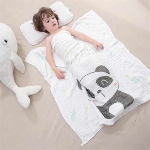 Pure cotton high density thick baby blanket 6 layers cartoon soft breathable bedding mat gauze bath towel baby swaddle blanket