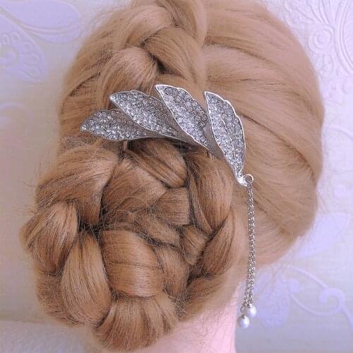 Muylinda Chinese Style U Shaped Rhinestone Fallen Leaves Hair Stick Clip Pin Women Banquet Party Crystal Gold Hairpins Jewelry