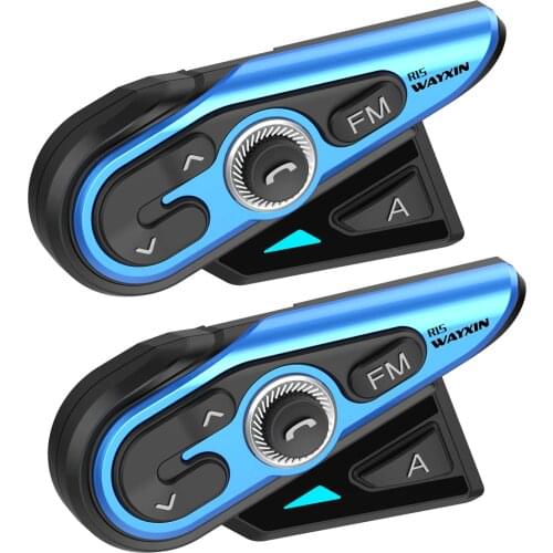 WAYXIN 2 Pcs 1200M Bluetooth Intercom Motorcycle Helmet Headsets 2 Rider BT Wireless Walkie Talkie Moto Interphone R15 FM Radio