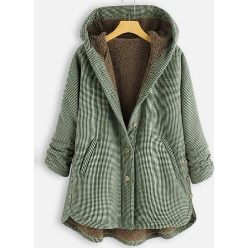 Liva girl Winter Plaid Parkas Jacket WomenHooded Thick Cotton Loose Warm Windproof Coat Female