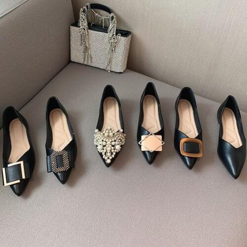 Woman Flat Loafer Moccasin Slip On Close Shoes Flats Pointe Toe Slippers Slider Mules Work Shoes Office Formal PU leather Autumn