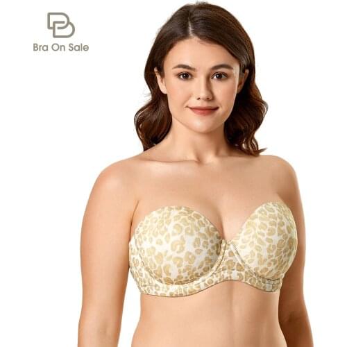 Womens Underwire Contour Multiway Full Coverage Strapless Bra Plus Size Printed Underwear Slightly Padded