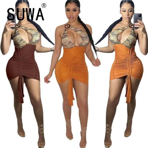 Women Sleeveless Print Sheath Mini Dress Fashion Party Club Bodycon Dress Vestidos Femme