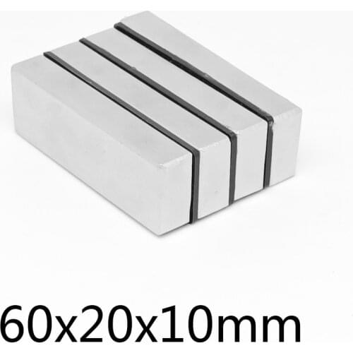 1/2/3/5PCS 60x20x10 Strong Neodymium Magnet N35 Strip Block Permanent Magnet 60x20x10mm Powerful Magnetic Magnets 60*20*10 mm
