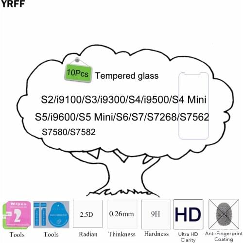 10pcs 2.5D 9H For Samsung Galaxy S7/S6/S2/S3/S3mini/S4/S4Mini i9190/S5/S5Mini/S7262/S7562/S7580 Tempered Glass Protector Film