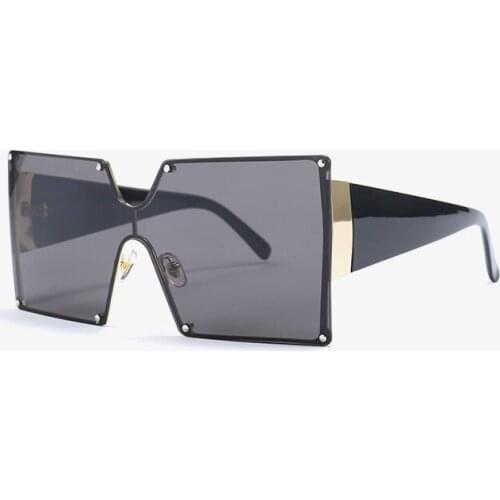 2021 UV400 Fashion Brown Gradient Sunglasses Female Ocean Water Cut Trimmed Lenses Big Frame Square Frameless Sunglasses