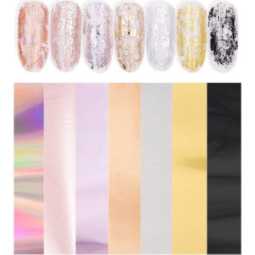 7 pcs/lot Matte Gold Silver Rose Gold Starry Sky Nail Foils Stickers Nail Transfer Decal DIY Manicure Nail Decoration