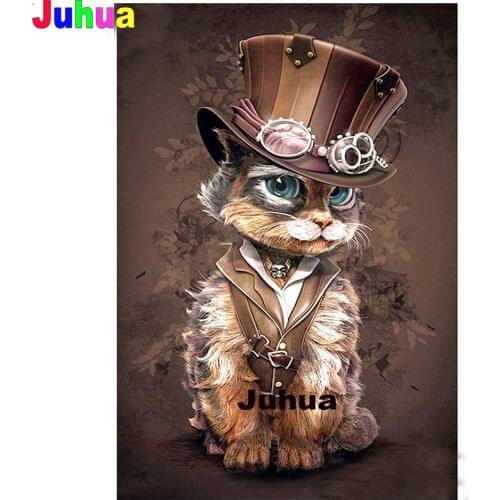 5D Diy Diamond Mosaic Cartoon animal Cat Art Diamond Painting Full Square Round Diamond Embroidery Steampunk Cat