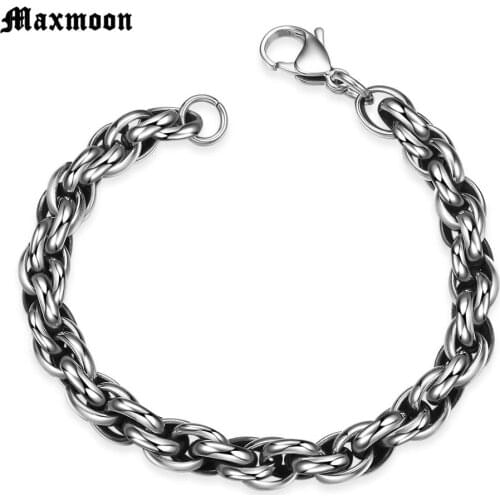 Maxmoon bracelet Men Chain & Link Bracelets fashion Stainless Steel jewelry Bracelets & Bangles pulseira masculin