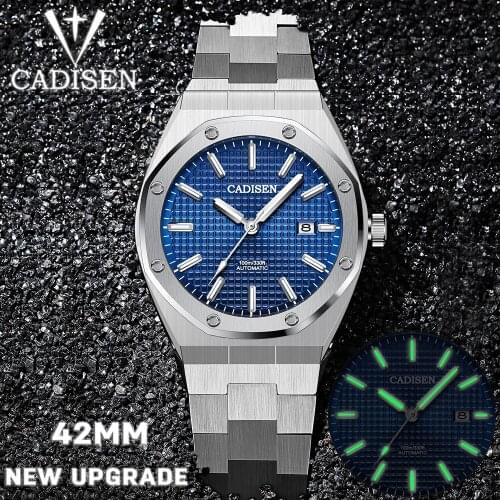 CADISEN Mens Watch Top Luxury Brand Watch Mens Sapphire Glass Mechanical Wristwatches Stainless Steel Waterproof Analog Clock