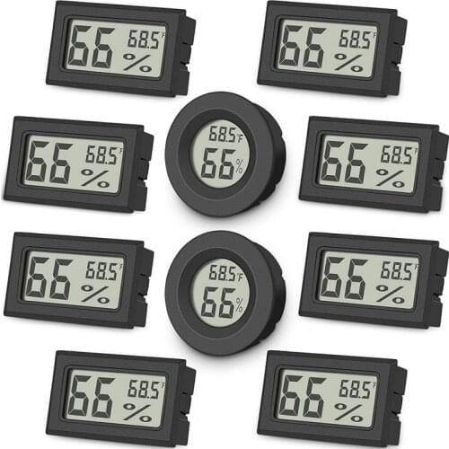10Pcs Mini Digital Thermometer Hygrometer, Indoor Circular Thermometer Hygrometer , For Greenhouses, Humidifiers, Office