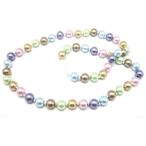 Pretty multicolor shell Synthetic Pearl round beads necklace 8mm high quality fashion women jewelry making 18inch F327PE