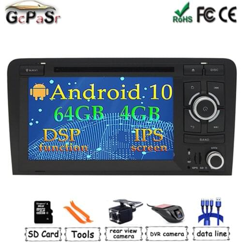 DSP Chip IPS Android 10 CAR DVD GPS For Audi A3 8P 2003-2012 S3 2006-2012 RS3 Sportback 2011 multimedia player stereo radio