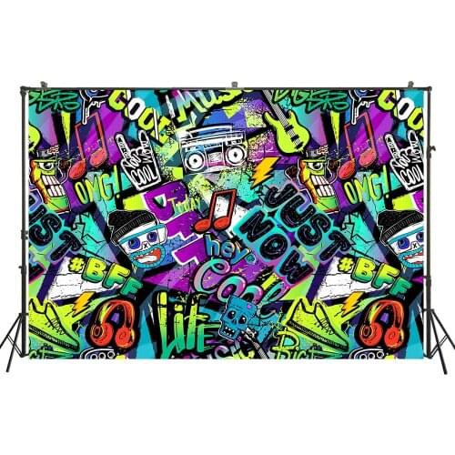 Photography Backdrop Graffiti Rock Wall hip-hop 80s 90s Party Decor Photo Backdrop Photocalls Studio Photoshoot PropsW4512