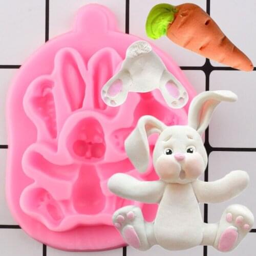 Easter Rabbit Silicone Mold Carrot Cupcake Fondant Cake Decorating Tools Polymer Clay Candy Resin Molds Chocolate Gumpaste Mould